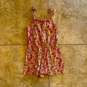 Jumping Bean Orange Floral Tank Top Shorts Romper, Like New, Size 8